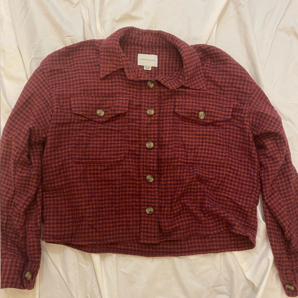 American Eagle cropped flannel